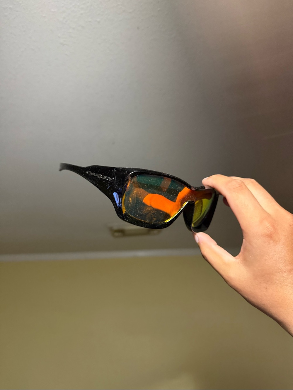 Oakley Black Frame Orange Mirrored Lenses Sunglasses